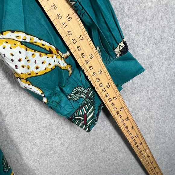 BEAU & RO The Murray Mini Dress in Petite Blue Safari Floral Balloon Size XL - Picture 9 of 10